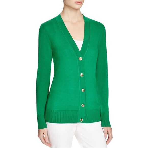 Tory Burch Green Cardigan Sweater V-Neck XS - Picture 1 of 6